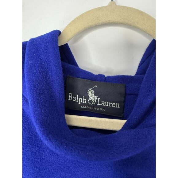 Ralph Lauren 100% Cashmere Hooded Poncho Royal Blue Made in USA One Size - Picture 3 of 5